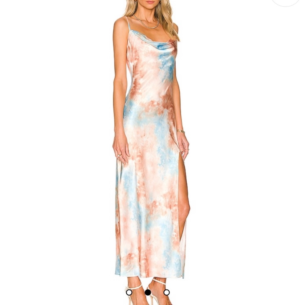 Krystal Slit Maxi Dress in Orange Tie Dye